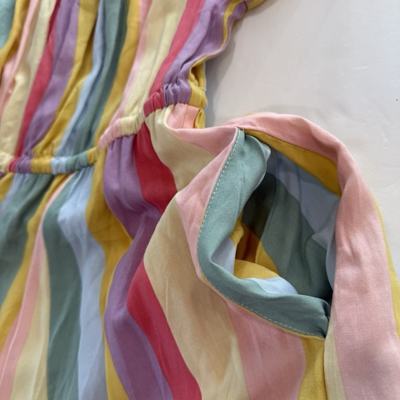 Torrid Pastel Stripes M Challis Off Shoulder Midi Dress Size 2X Pockets Tassels - Picture 8 of 13